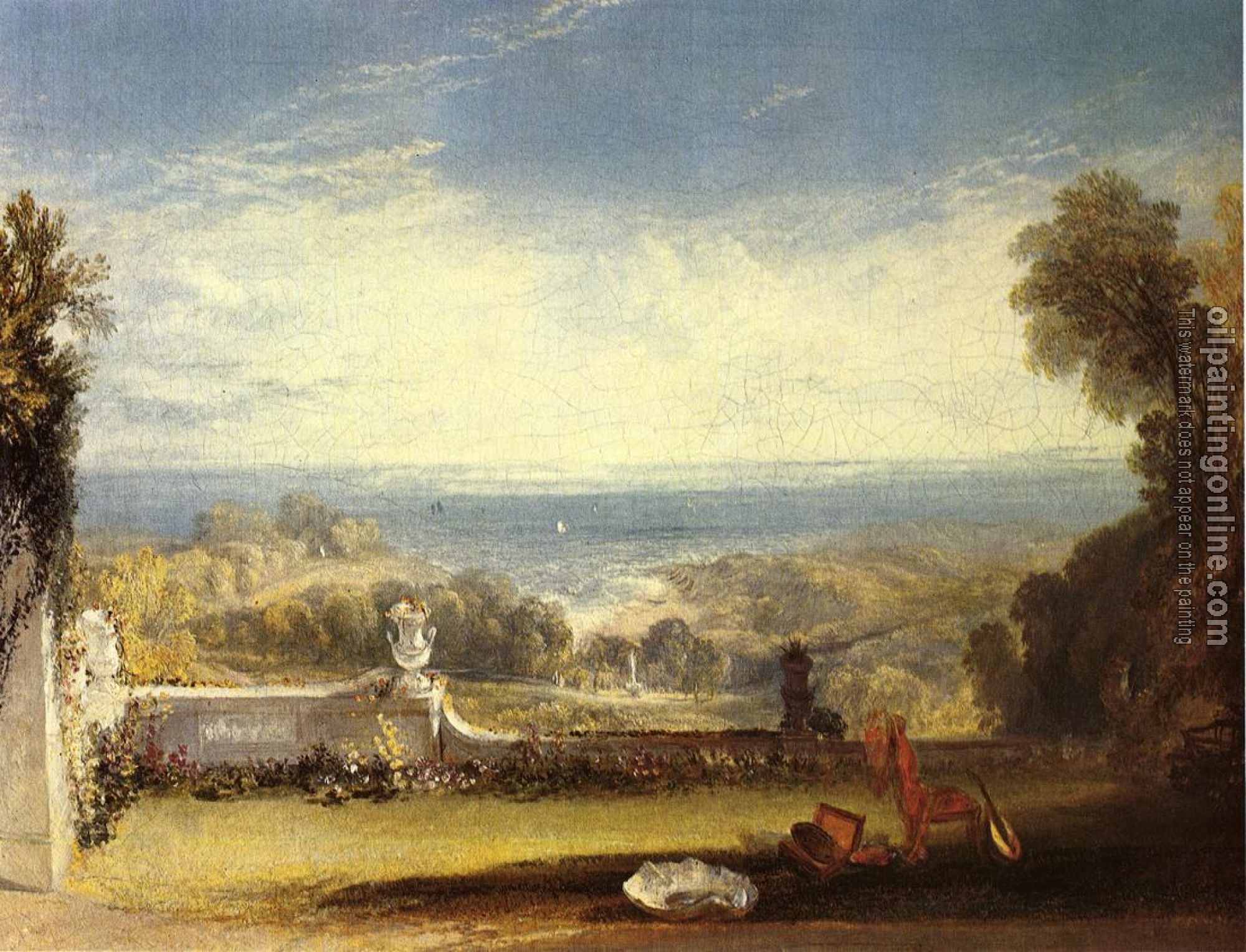 Turner, Joseph Mallord William - View from the Terrace of a Villa at Niton, Isle of Wight, from sketches by a lady